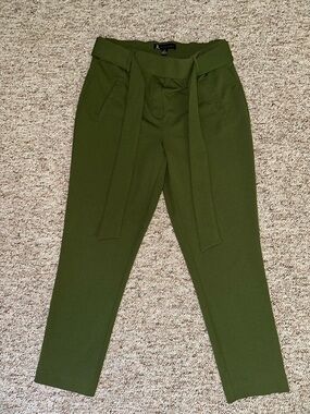 Jules & Leopold Olive Green High-Waist Paperbag Trousers with Tie